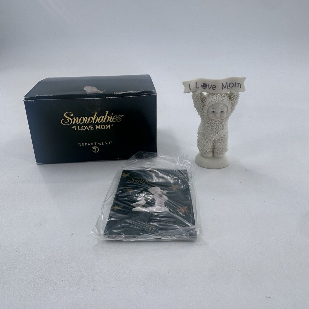 DEPT 56 Snowbabies I LOVE MOM Figurine #06012 3.25" Tall 2002 Snow Babies